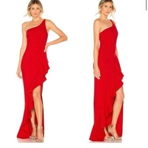NWT Revolve LIKELY Marielle ruffle gown in scarlet